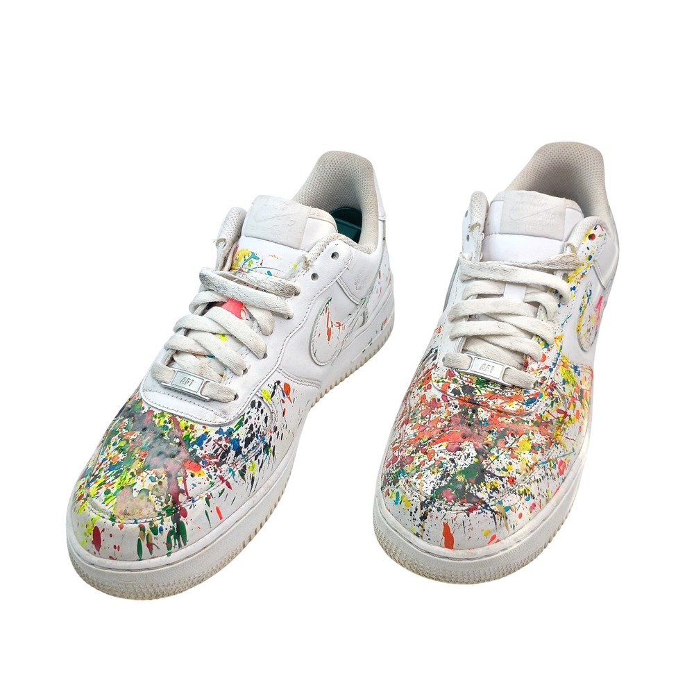 Nike Air Force 1 07 Low Paint Splatter White Multi Color CW2288-111 Mens Size 9
